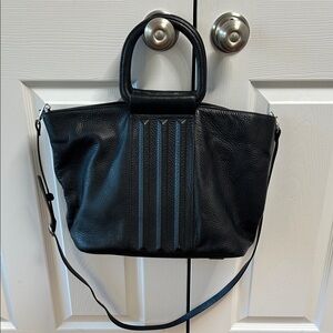 Halston Black 100% Pebbled Leather Tote Bag